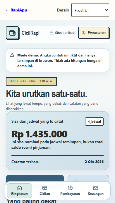 Preview Frost UI untuk CicilRapi