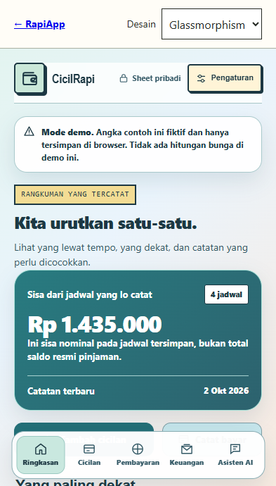 Preview Glassmorphism untuk CicilRapi