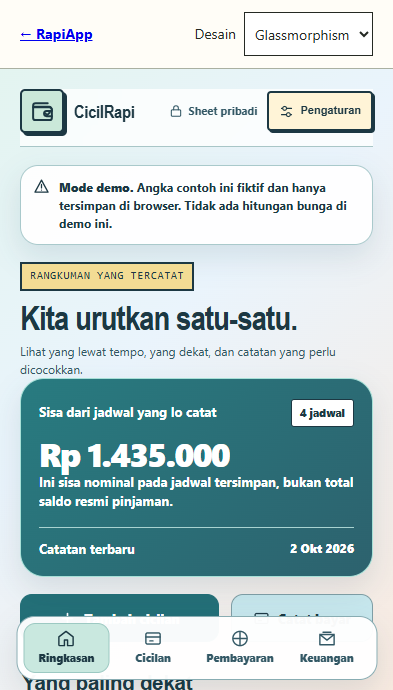 Preview Glassmorphism untuk CicilRapi