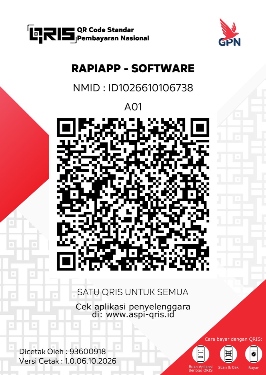 QRIS dukungan, merchant RAPIAPP - SOFTWARE